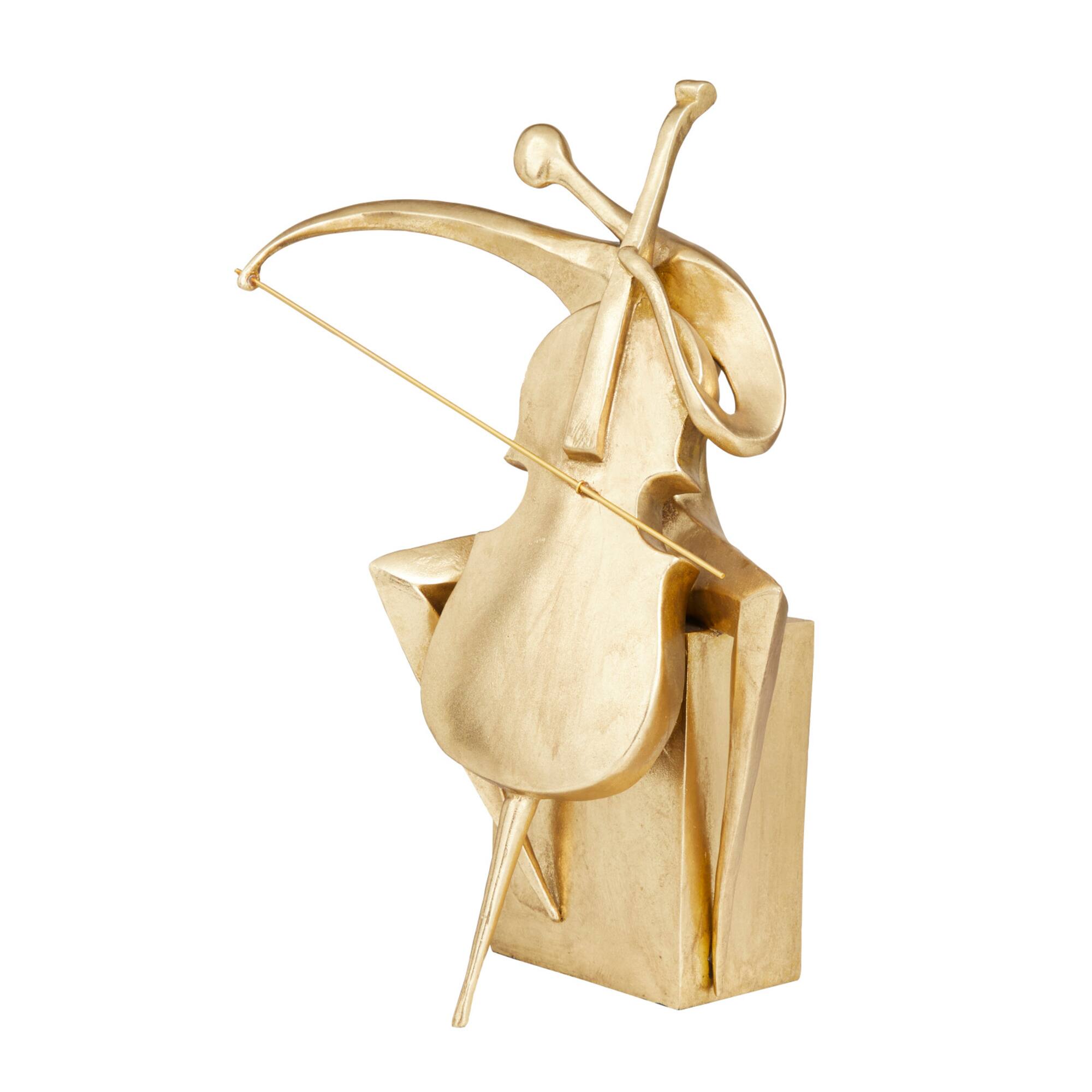 Gold Polystone Contemporary Sculpture, 17" x 12" x 7"